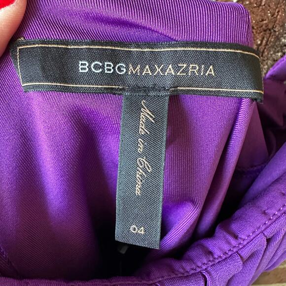 Sz 4 BCBG MaxAzria Y2K NWT Deadstock Purple Bubble Hem Dress Rhinestone 00s Glam - Picture 4 of 8